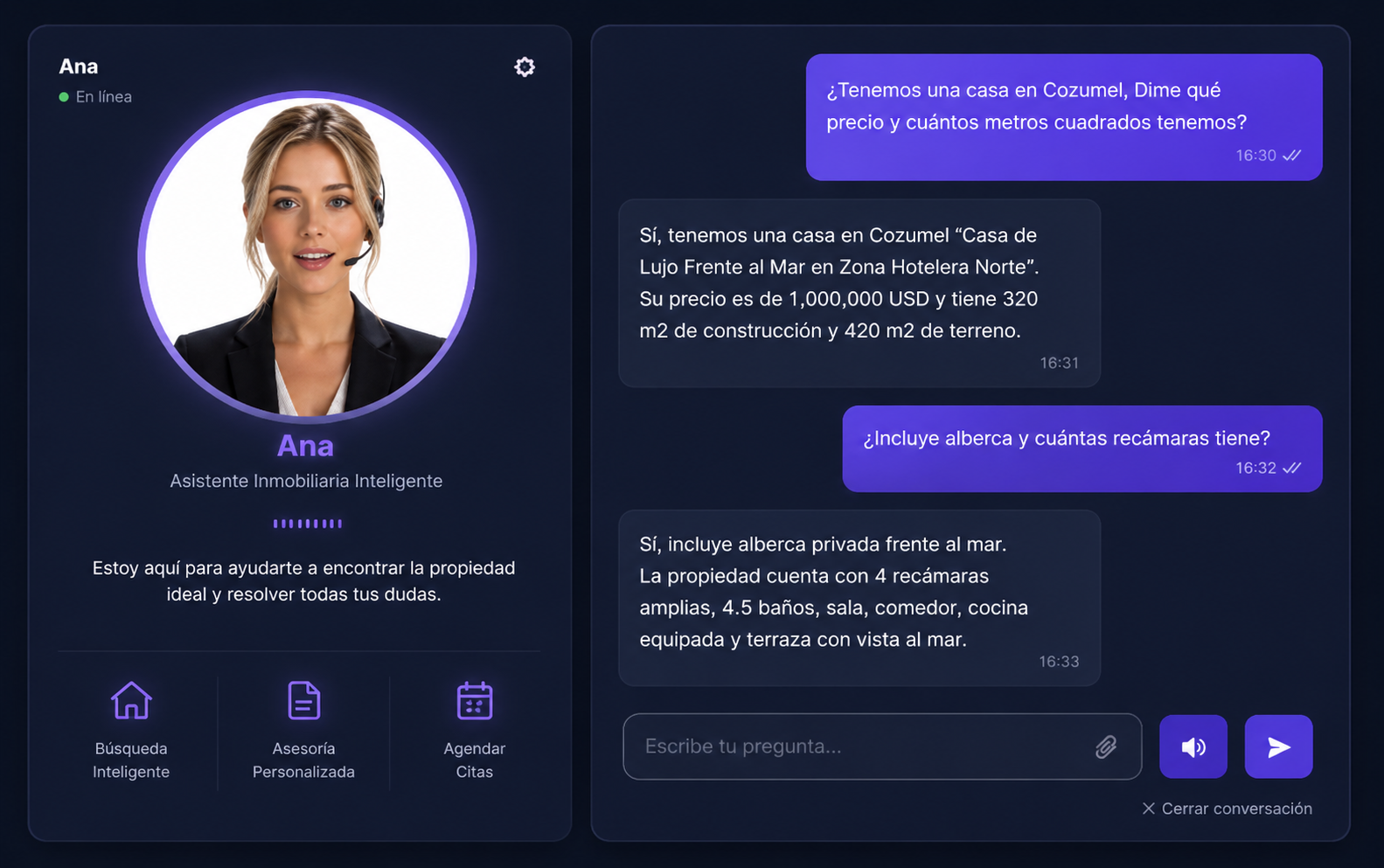 Asistente inmobiliaria inteligente Ana de Neutral Hub